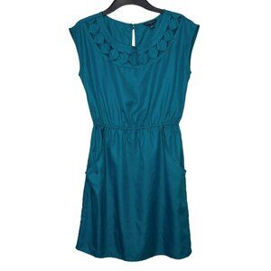 Banana Republic Dress Green Cutout Neckline Pockets Elastic Waist Mini Size 2‎